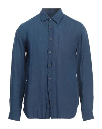 120% Lino Man Shirt Blue Size 3xl Linen
