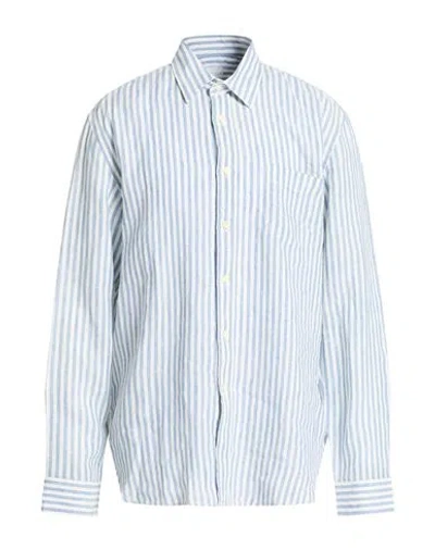 120% Lino Man Shirt Blue Size 4xl Linen In Multi