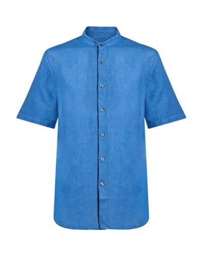 120% Lino Man Shirt Blue Size L Linen