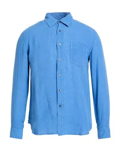 120% Lino Man Shirt Blue Size S Linen