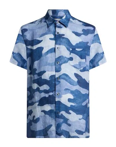 120% Lino Man Shirt Blue Size Xl Linen