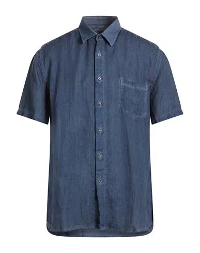 120% Lino Man Shirt Bright Blue Size Xxl Linen