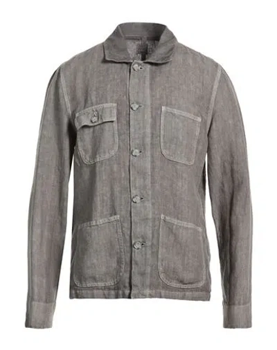 120% Lino Man Shirt Charcoal Size Xxl Linen In Gray