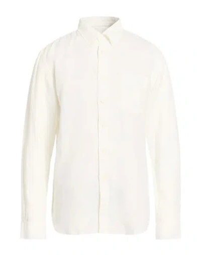 120% Lino Man Shirt Cream Size 3xl Linen In White