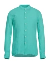 120% Lino Man Shirt Emerald Green Size Xxl Linen