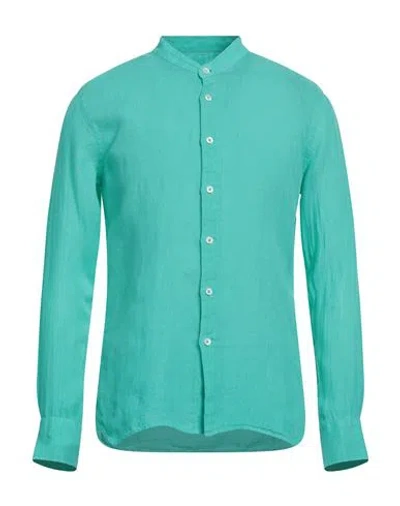 120% Lino Man Shirt Emerald Green Size Xxl Linen