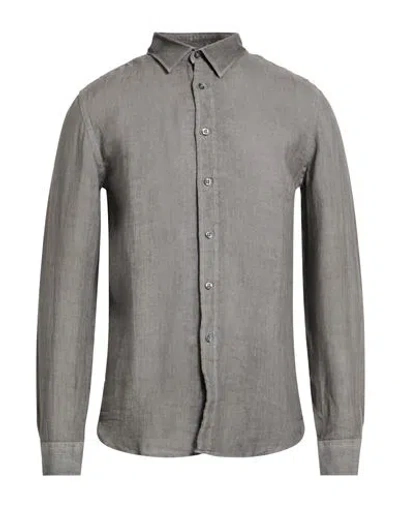 120% Lino Man Shirt Grey Size 3xl Linen In Multi