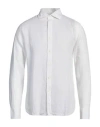 120% Lino Man Shirt Ivory Size Xl Linen In White