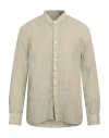 120% Lino Man Shirt Khaki Size Xxl Linen In Beige