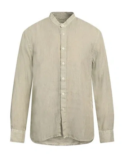 120% Lino Man Shirt Khaki Size Xxl Linen In Beige