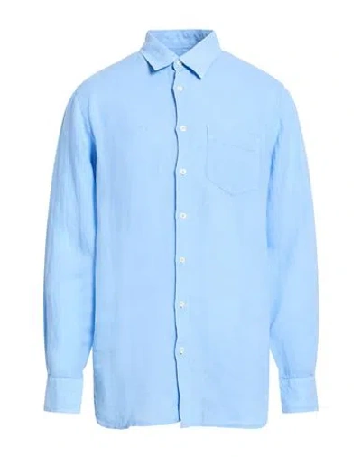 120% Lino Man Shirt Light Blue Size 3xl Linen