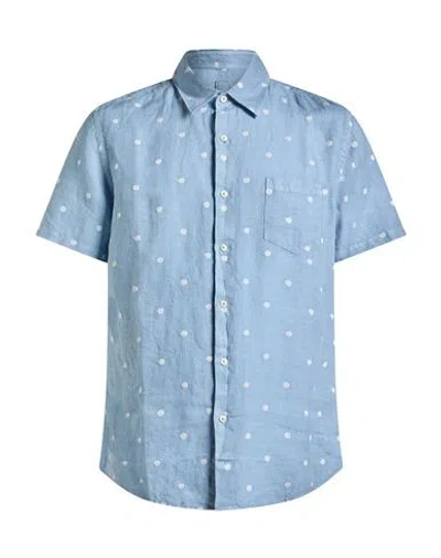 120% Lino Man Shirt Light Blue Size L Linen