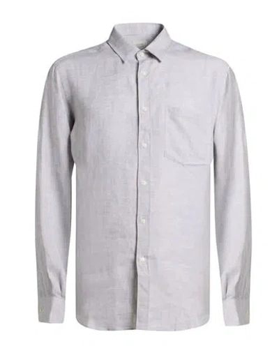 120% Lino Man Shirt Light Grey Size 40 Linen In Gray