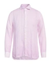 120% Lino Man Shirt Lilac Size 3xl Linen In Purple