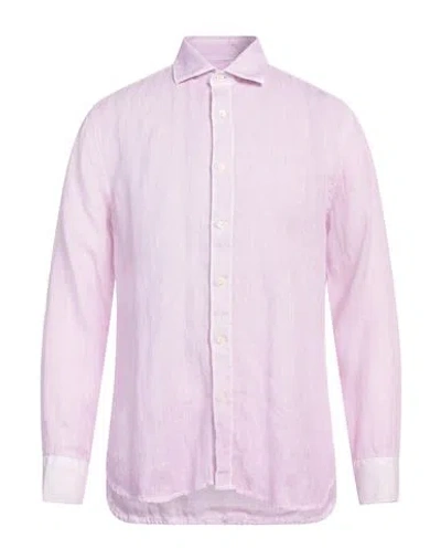 120% Lino Man Shirt Lilac Size 3xl Linen In Purple