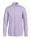 120% Lino Man Shirt Lilac Size 46 Linen In Purple