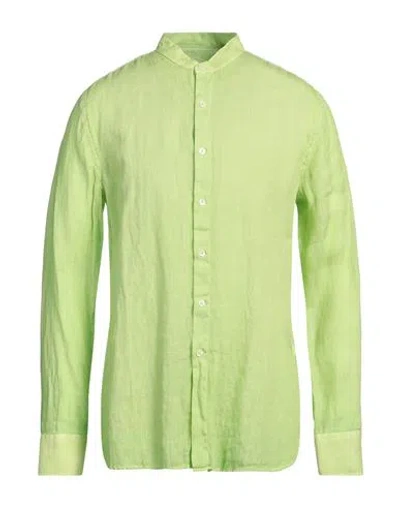 120% Lino Man Shirt Lime Green Size L Linen