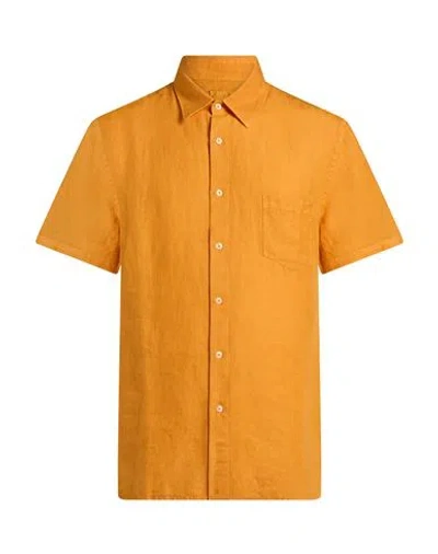 120% Lino Man Shirt Marigold Size L Linen In Brown