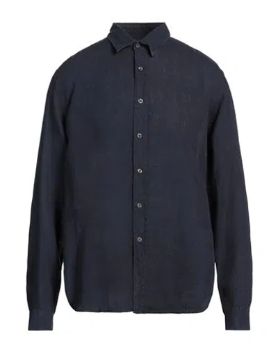 120% Lino Man Shirt Midnight Blue Size Xxl Linen