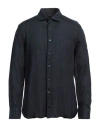 120% Lino Man Shirt Midnight Blue Size Xl Linen