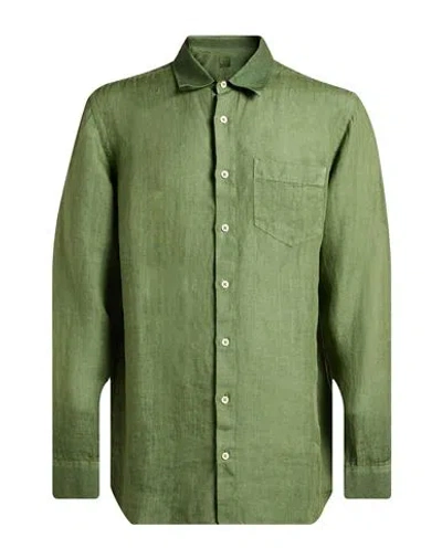 120% Lino Man Shirt Military Green Size L Linen