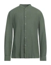 120% Lino Man Shirt Military Green Size Xxl Linen