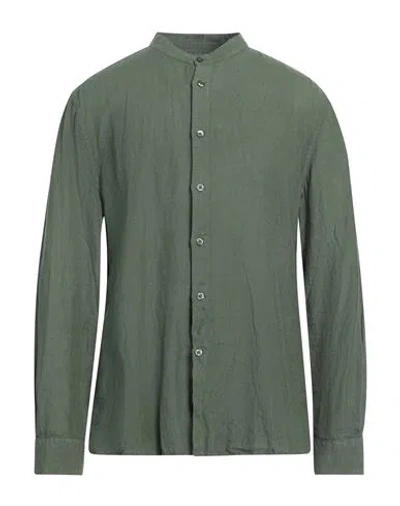 120% Lino Man Shirt Military Green Size Xxl Linen