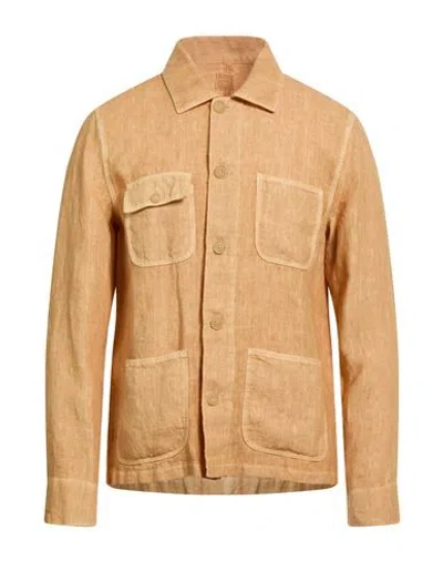 120% Lino Man Shirt Mustard Size Xxl Linen In Orange
