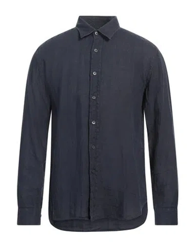 120% Lino Man Shirt Navy Size 3xl Linen