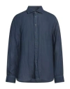 120% Lino Man Shirt Navy Size 3xl Linen