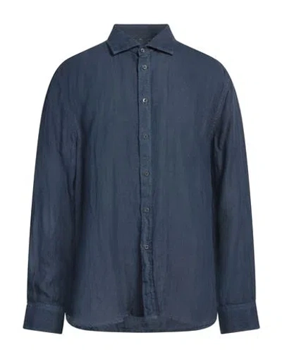 120% Lino Man Shirt Navy Size 3xl Linen