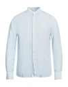120% Lino Man Shirt Sky Blue Size 3xl Linen
