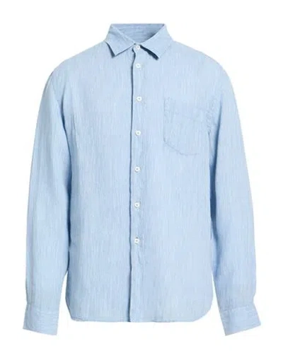 120% Lino Man Shirt Slate Blue Size Xxl Linen