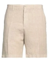 120% Lino Man Shorts & Bermuda Shorts Beige Size 40 Linen In Neutral