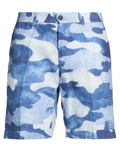 120% Lino Man Shorts & Bermuda Shorts Blue Size 38 Linen