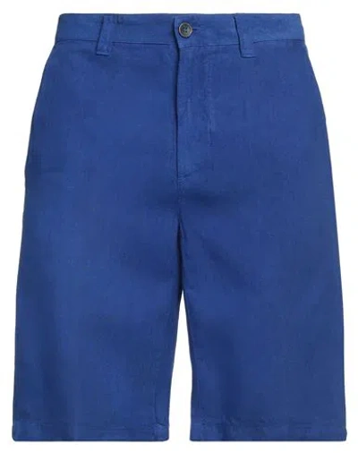 120% Lino Man Shorts & Bermuda Shorts Bright Blue Size 36 Linen