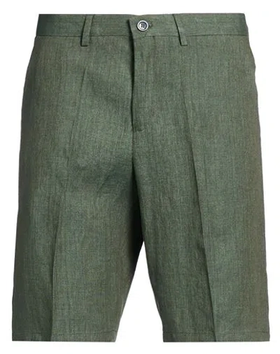 120% Lino Man Shorts & Bermuda Shorts Dark Green Size 36 Linen