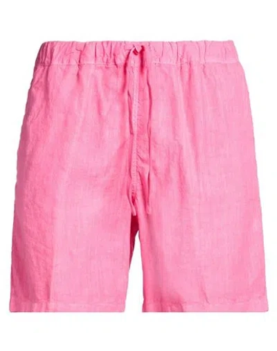 120% Lino Man Shorts & Bermuda Shorts Fuchsia Size 36 Linen In Pink