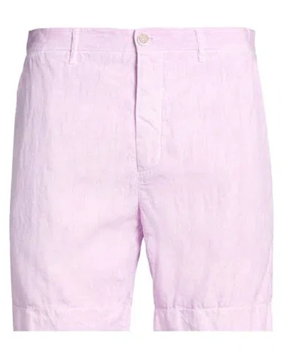 120% Lino Man Shorts & Bermuda Shorts Lilac Size 38 Linen In Purple