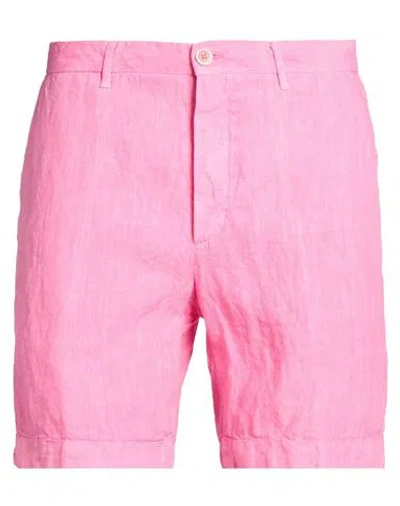 120% Lino Man Shorts & Bermuda Shorts Magenta Size 36 Linen In Purple