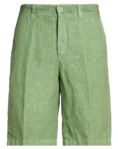 120% Lino Man Shorts & Bermuda Shorts Military Green Size 40 Linen
