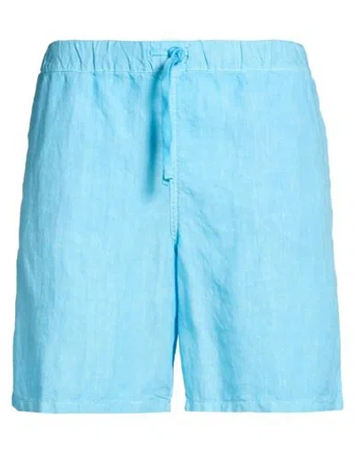 120% Lino Man Shorts & Bermuda Shorts Turquoise Size 32 Linen In Blue