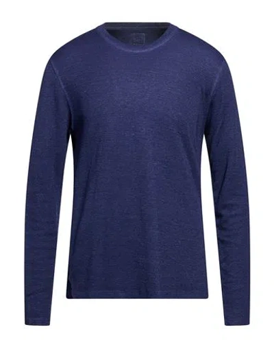 120% Lino Man Sweater Blue Size M Linen, Cotton, Elastane