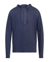 120% Lino Man Sweater Bright Blue Size Xxl Linen