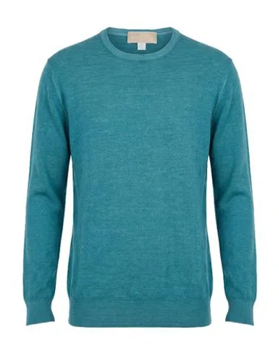 120% Lino Man Sweater Deep Teal Size Xs Merino Wool In Green