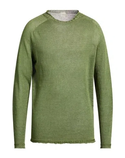 120% Lino Man Sweater Green Size 3xl Linen In Multi
