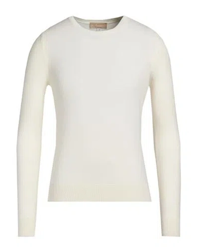 120% Lino Man Sweater Ivory Size L Merino Wool, Silk, Cashmere In White