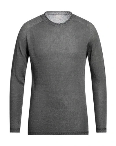120% Lino Man Sweater Lead Size S Linen In Grey