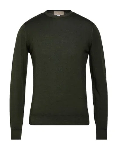 120% Lino Man Sweater Military Green Size Xs Merino Wool