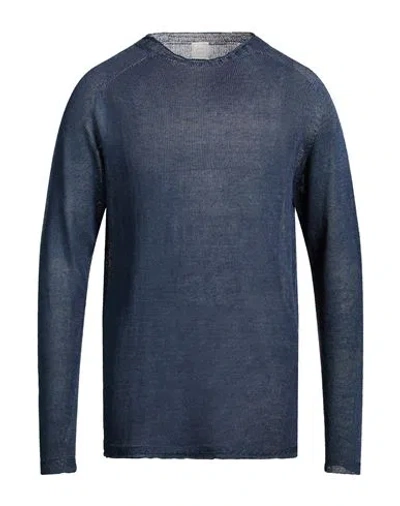120% Lino Man Sweater Navy Size Xl Linen In Black